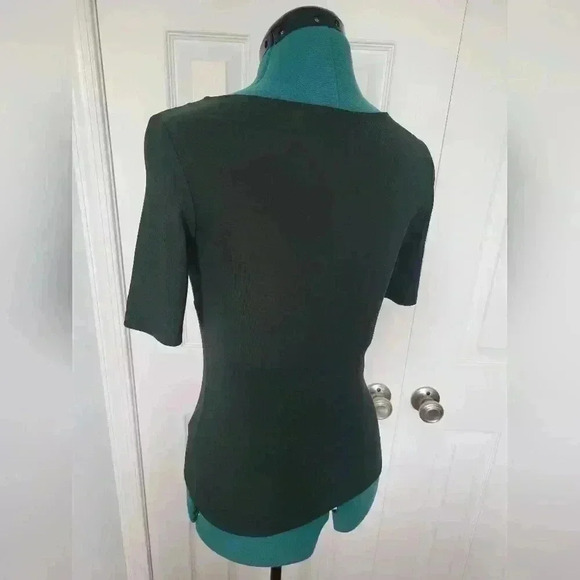 H&M Strappy V-Neck Green Going Out Top Short Sleeve Size S - Picture 2 of 3